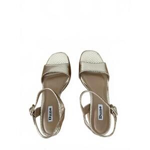 Dune London Gold Textured Block Heel Sandals